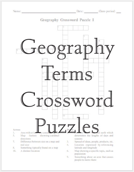 Geography Terms Crossword Puzzles - Free to print (PDF files).
