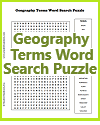 Geography Terms Word Search Puzzle