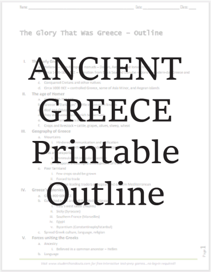 Ancient Greece History Outline - Free to print (PDF file).