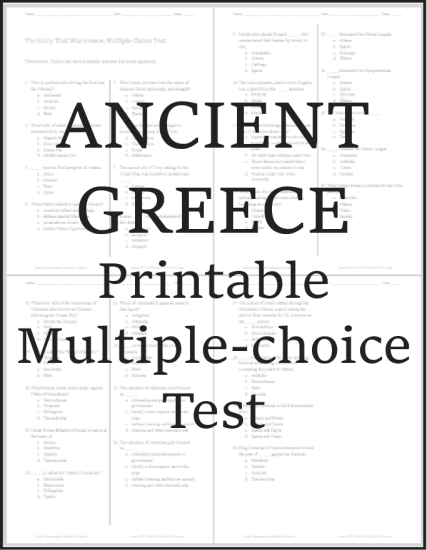 Glory That Was Greece: Multiple-choice Test for World History Students - Free to print (PDF file). Thirty questions.