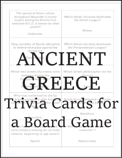 Ancient Greece Study Game Cards - Free to print (PDF file).