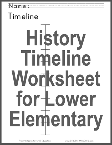 Free Printable History Timeline Worksheet for Lower Elementary Students