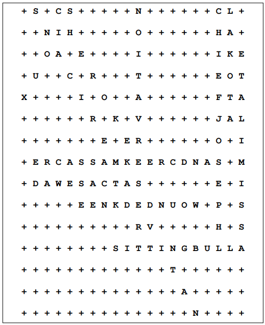 Native Americans and Westward Expansion Word Search Puzzle Answer Key