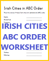 Irish Cities in ABC Order Worksheet