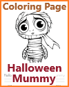 Little Child Mummy Halloween Coloring Sheet for Kids