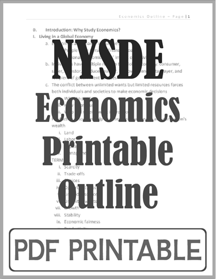 NYSDE Economics Outline - Free to print (PDF file).