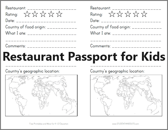 Restaurant Passport for Kids - Free to print (PDF file) with project instructions.