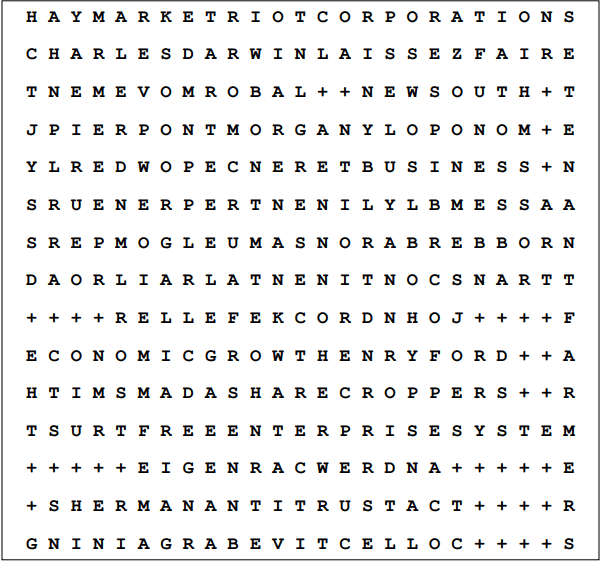 Rise of American Business, Industry, and Labor: 1865-1920 Answer Key