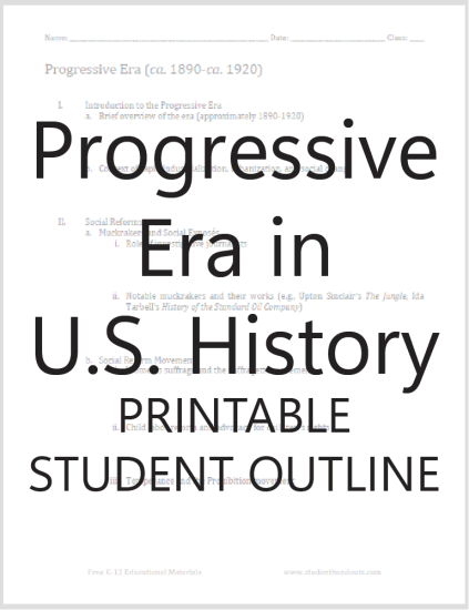 Progressive Era Printable Student Outline - Free to print (PDF file).