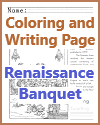 Renaissance Banquet Coloring and Writing Sheet