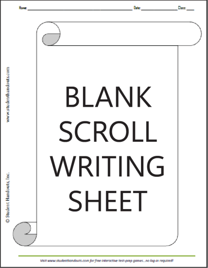 Printable Blank Scroll - Free to print (PDF file). Inspire students to write with this fun, fancy handout.