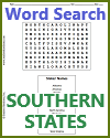 Southern States Word Search Puzzle