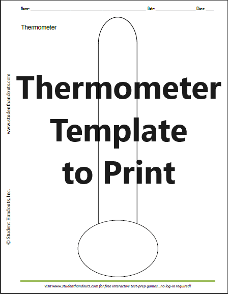 Printable Thermometer Worksheet - Free to print (PDF file).