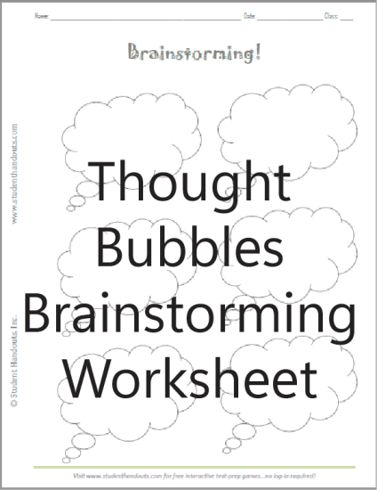 Brainstorming Thought Bubbles Worksheet - Free to print (PDF file).