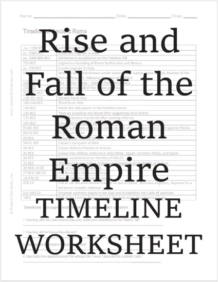 Timeline of Ancient Rome Worksheet for High School World History - Free to print (PDF file).