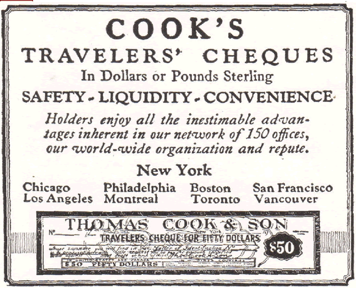 Thomas Cook and Sons Travelers' Cheques