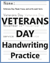 Veterans Day Trace and Print in Manuscript