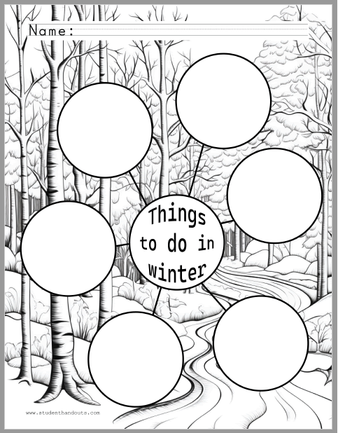 Winter Plans Graphic Organizer Coloring Sheet - Free to print (PDF file).