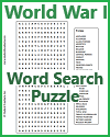 World War I Word Search Puzzle