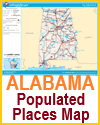 Alabama Populated Places Map Courtesy of the U.S. National Atlas