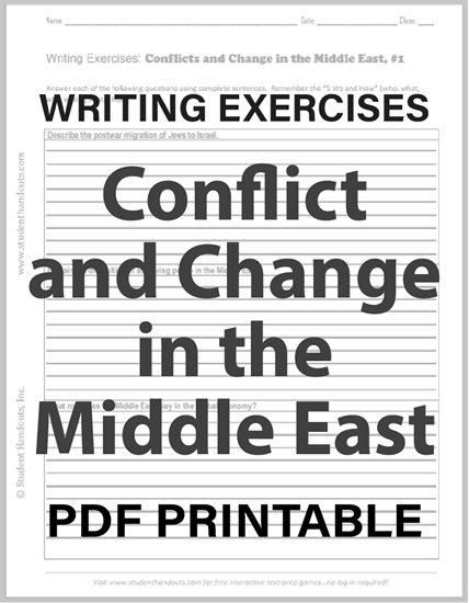 Middle Eastern Conflict Writing Exercises Worksheets - Free to print (PDF files).