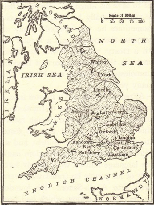 Map of England in 1066 C.E.