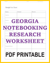 Georgia Notebooking Research Worksheet