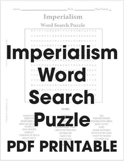 Imperialism Word Search Puzzle - Free to print (PDF file).