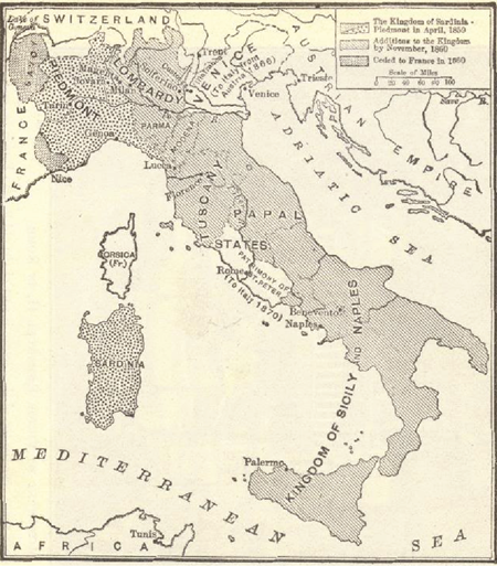 Map of the Unification of Italy
