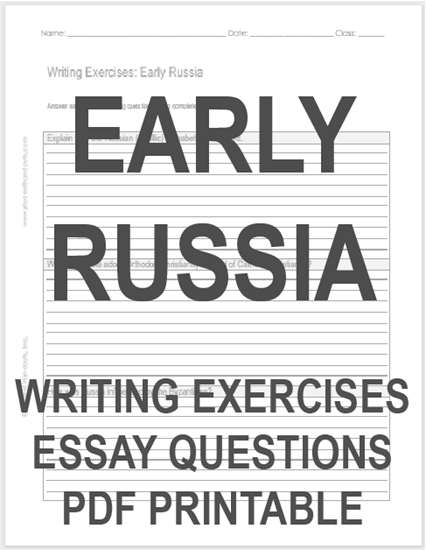 Early Russian History Writing Exercises - Worksheet is free to print (PDF file) for high school World History or European History students.