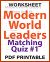 Modern World Leaders Matching Quiz #1