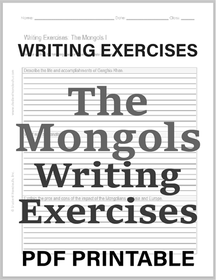 Mongolian Empire Essay Questions - Two printable worksheets with three writing exercises on each.