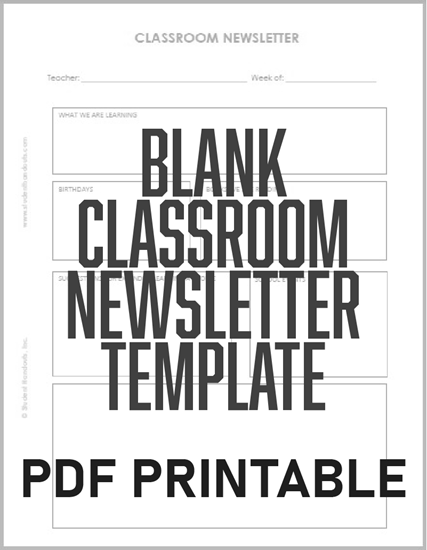Blank Classroom Newsletter for Teachers and Students - Free to print (PDF file).
