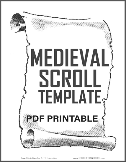 Medieval Scroll Stationery - Free to print. Great for Middle Ages unit covers, classroom signs, and more. PDF file.
