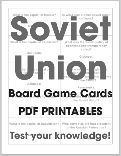Soviet Union Board Game Cards - Free to print (PDF files).
