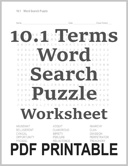 10.1 Terms Word Search Puzzle - Free to print (PDF file).