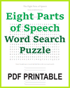 Eight Parts of Speech Word Search Puzzle