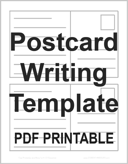 Postcard Writing Template - Free to print (PDF file).
