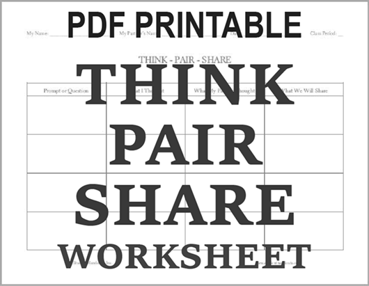 Think, Pair, Share - Free printable worksheet for kids. PDF file.