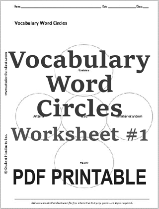 Vocabulary Word Circles Worksheets - Free to print (PDF files).