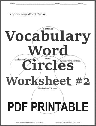 Vocabulary Word Circles Worksheets - Free to print (PDF files).