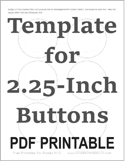 Badge-a-Minit 2.25-inch button maker template pattern to design and color your own buttons.