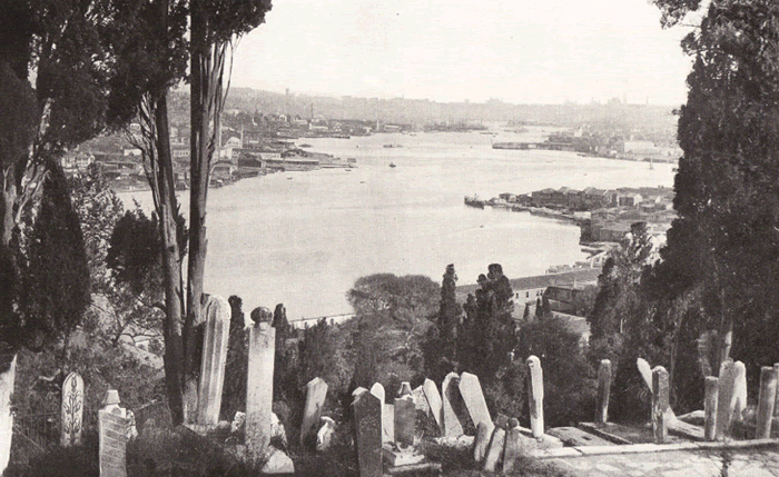 LOOKING DOWN THE GOLDEN HORN FROM THE TURKISH CEMETERY OF EYOUB