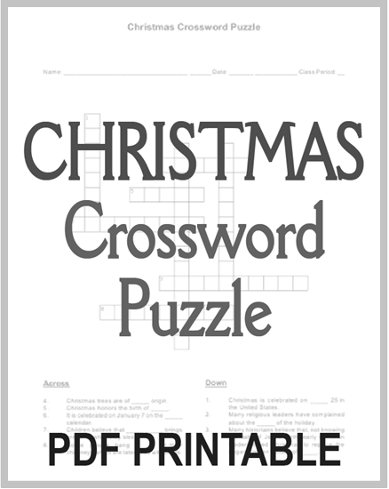 Christmas Crossword Puzzle - Free to print (PDF file).