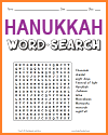 Hanukkah Word Search Puzzle