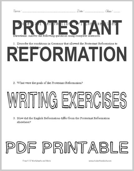 Protestant Reformation Essay Questions - Free to print (PDF file).