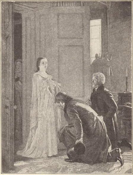 Queen Victoria of England (Great Britain). Victoria greeted as queen, painting by H.T. Wells, R.A. The princess had just celebrated her eighteenth birthday when the king died, in June 1837. The Archbishop of Canterbury and the Lord Chancellor started at once to carry the news to the young sovereign. They reached Kensington Palace in the early dawn and knocked for some time before they roused the sleepy porter. When the door was opened they announced that they must see Victoria. The answer was, "The princess is in such sweet slumber that we do not venture to disturb her." Then the archbishop said, "We are come to see the queen on business of state." Victoria did not wait to dress, but entered the room in a loose robe, her hair hanging down her back. Her eyes were bright with tears as she listened to the announcement that she was the queen.