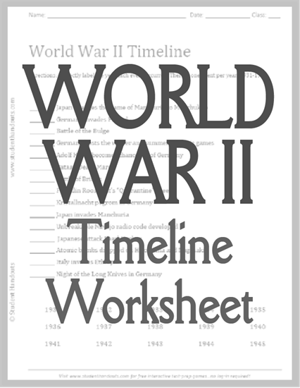 World War II Timeline Worksheet - Free to print (PDF file).