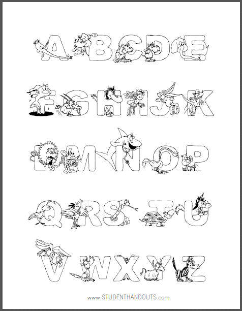 Download Animal Alphabet Coloring Page for Kids | Student Handouts